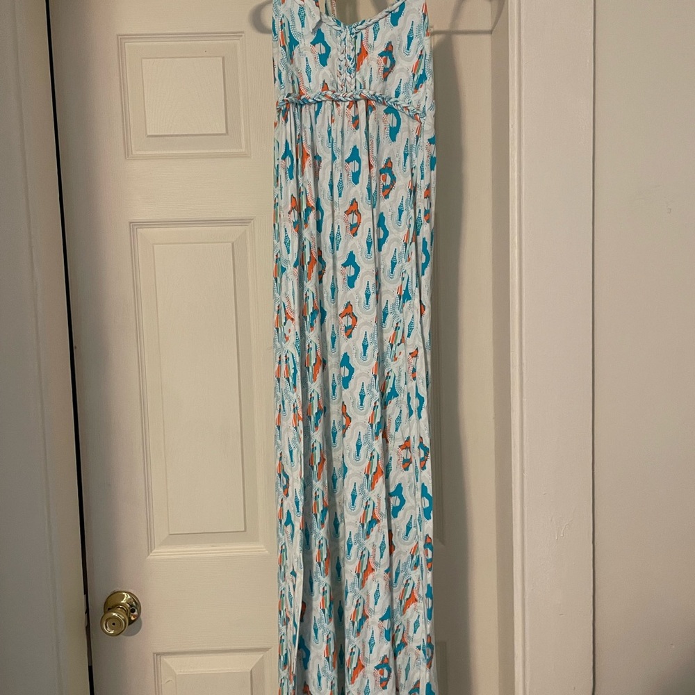 Soybu Blue and Orange Maxi Dress